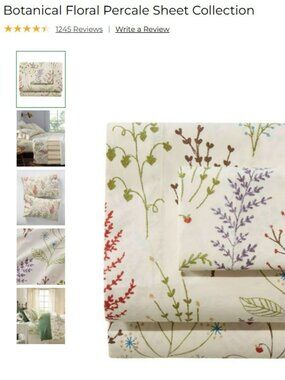 Botanical Floral Percale Sheets: King Sized Flat and FItted Sheet ONLY
